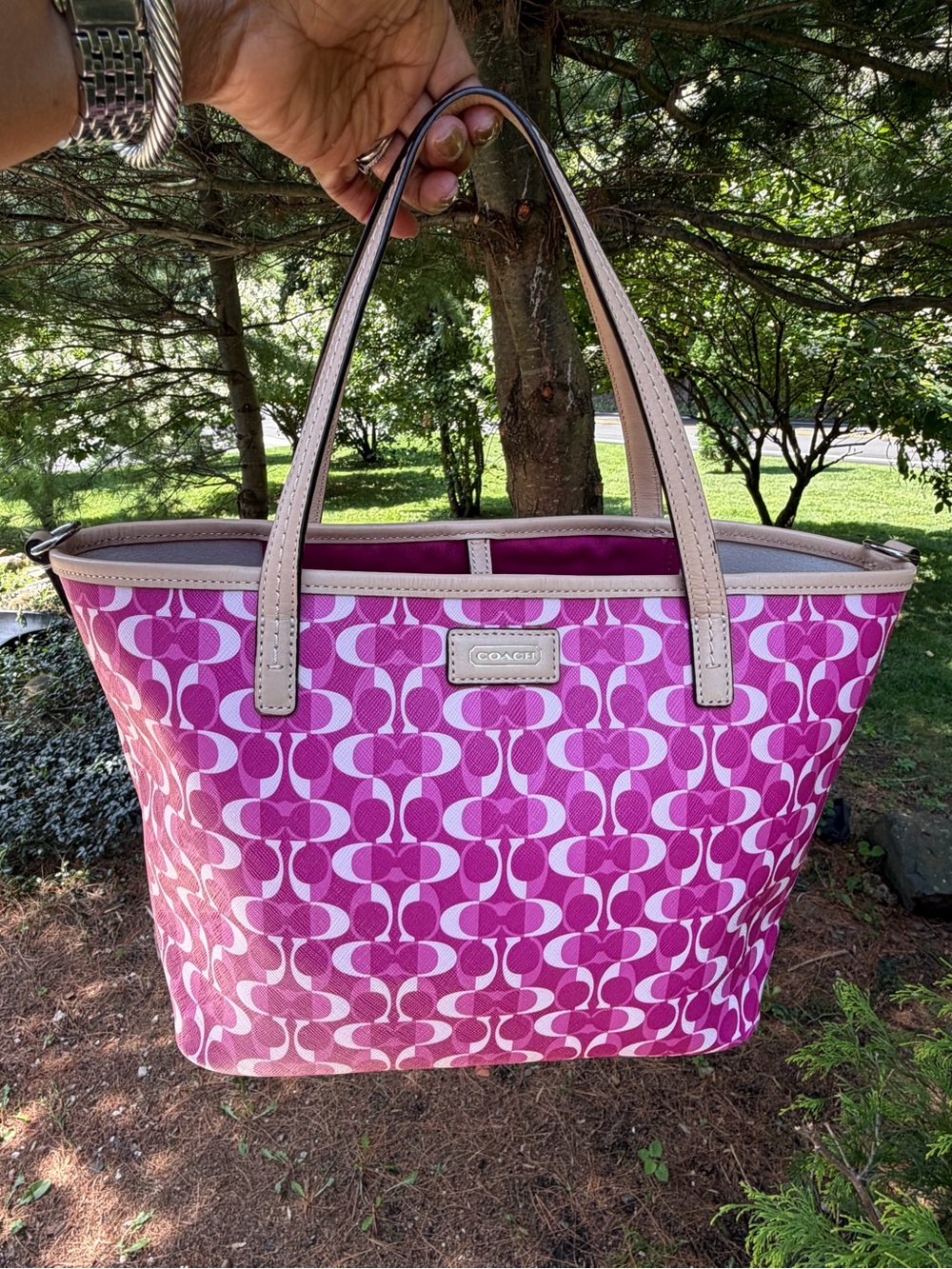 COACH Park Metro Dream C Small Tote F26201 Pink Signature Crossbody NWOT - Picture 5 of 14